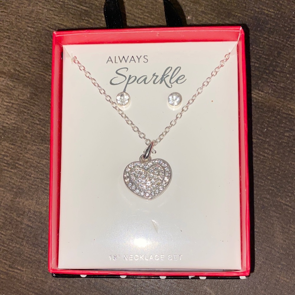 Macy's Silver Heart Pendant Necklace Set